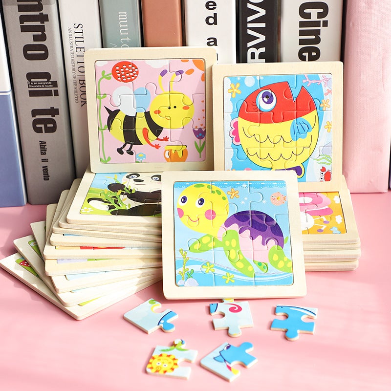 Cpc Ce Children'S Wooden Puzzle 9 Pieces Cartoon Animal Puzzle Kindergarten Baby Early Education Educational Toys - Image 2